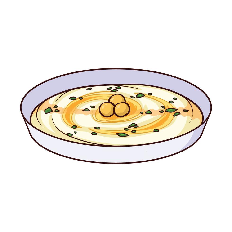 comida de hummus dibujada a mano 1 vector