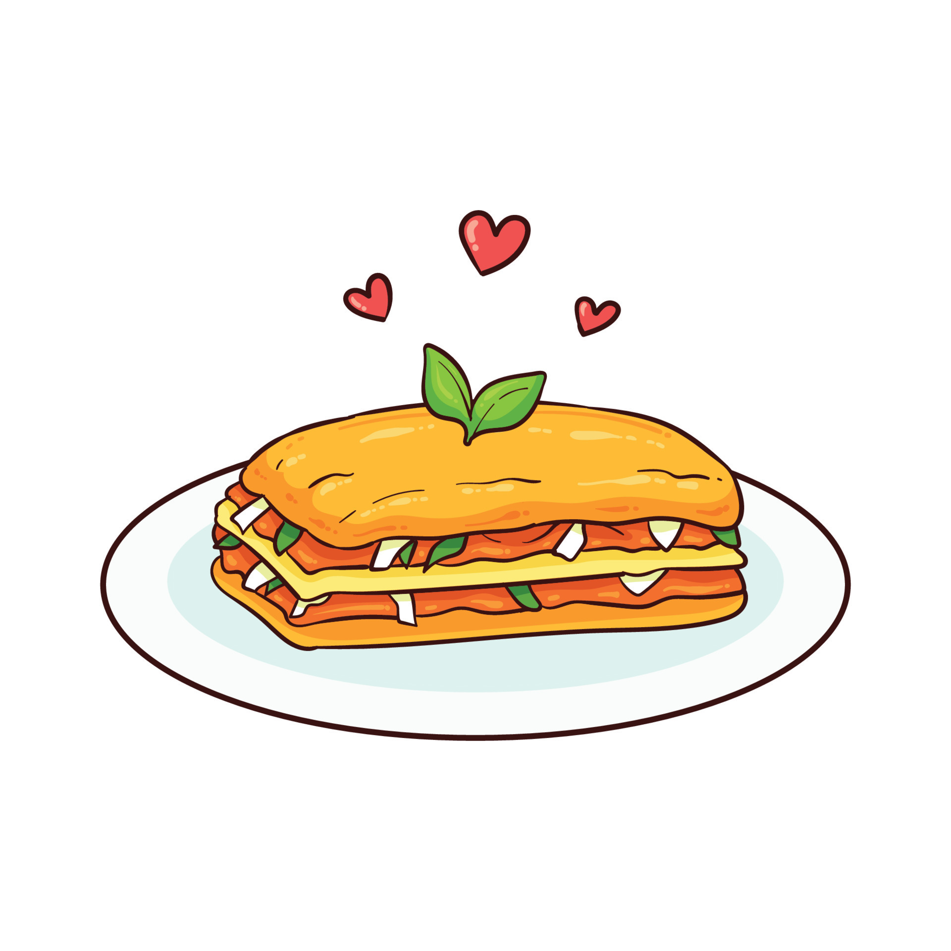 hand drawn lasagna food 1 7949374 Vector Art at Vecteezy