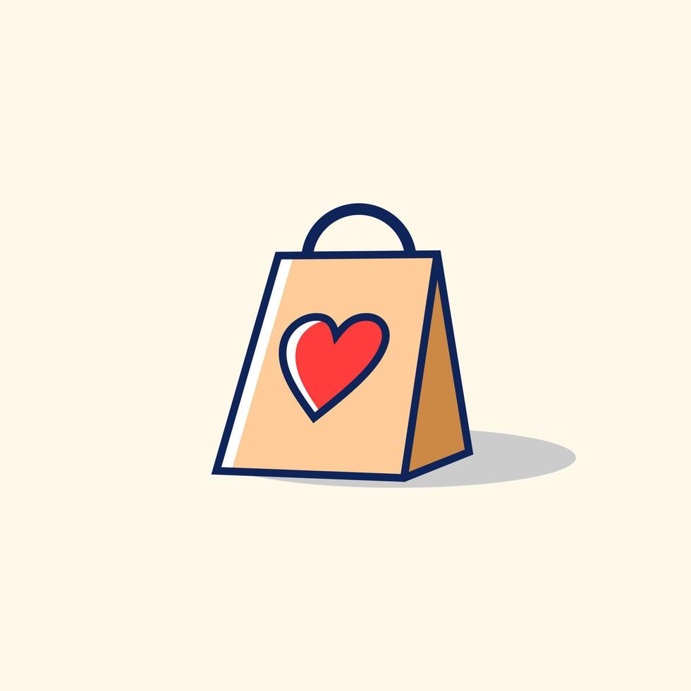 Me encanta la ilustración de vector de diseño de logotipo de bolsa de compras