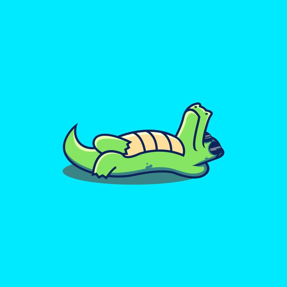 Ilustración de vector de diseño de logotipo de dibujos animados de cocodrilo lindo