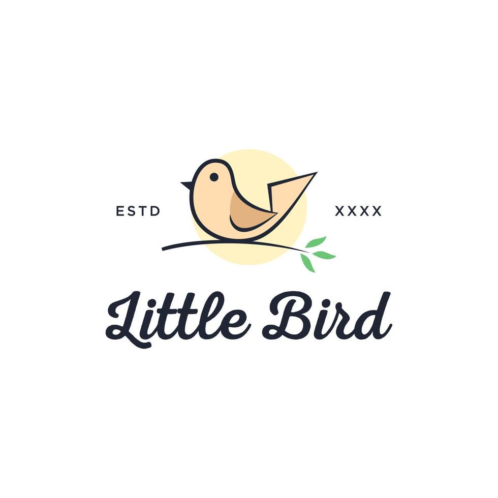 Ilustración de vector de diseño de logotipo de pájaro pequeño lindo