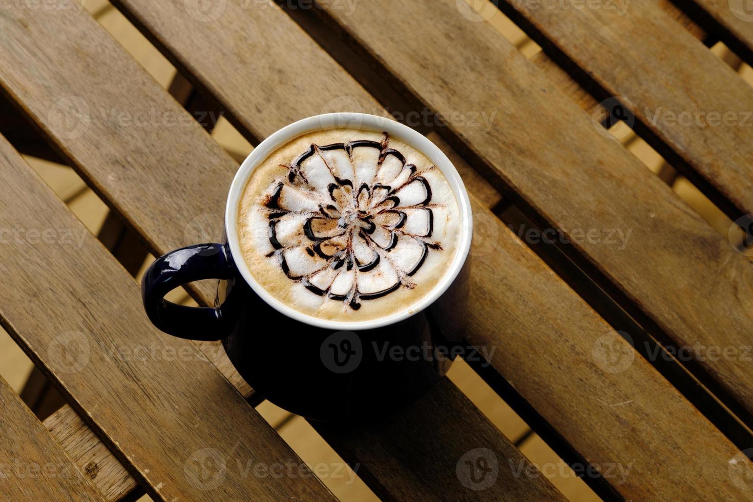 hot mocha on wooden table photo