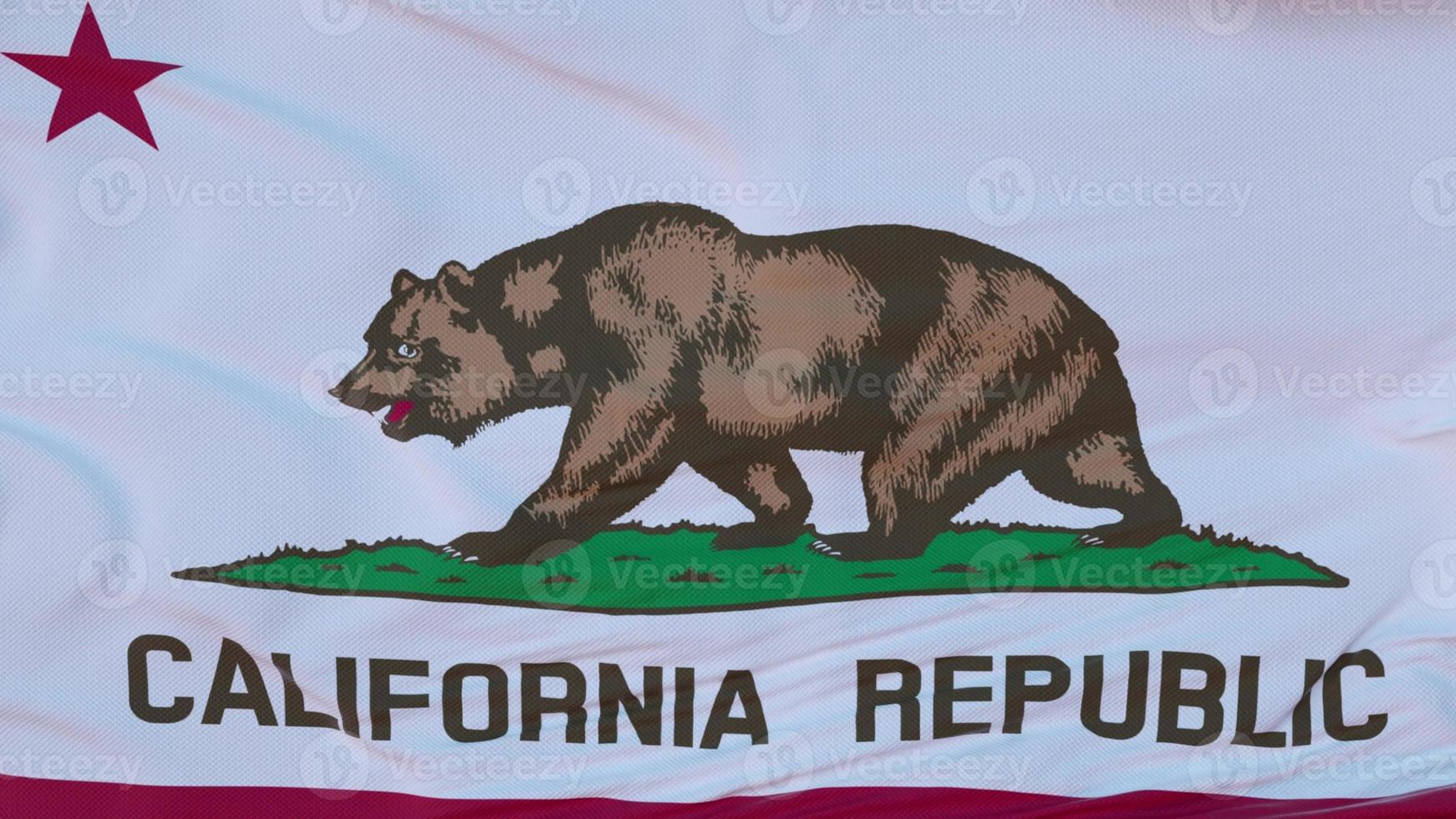 Flag of California state, region of the United States, waving at wind. 3d rendering photo