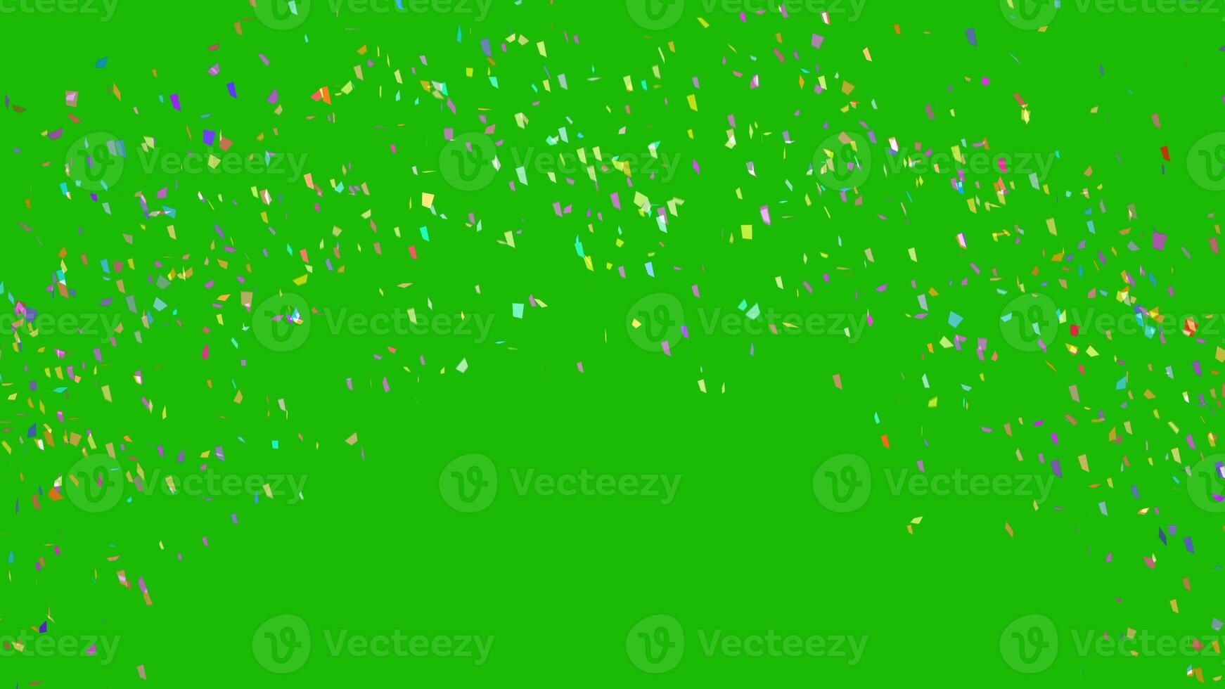 Colorful confetti explosion on green screen background. 3d rendering photo