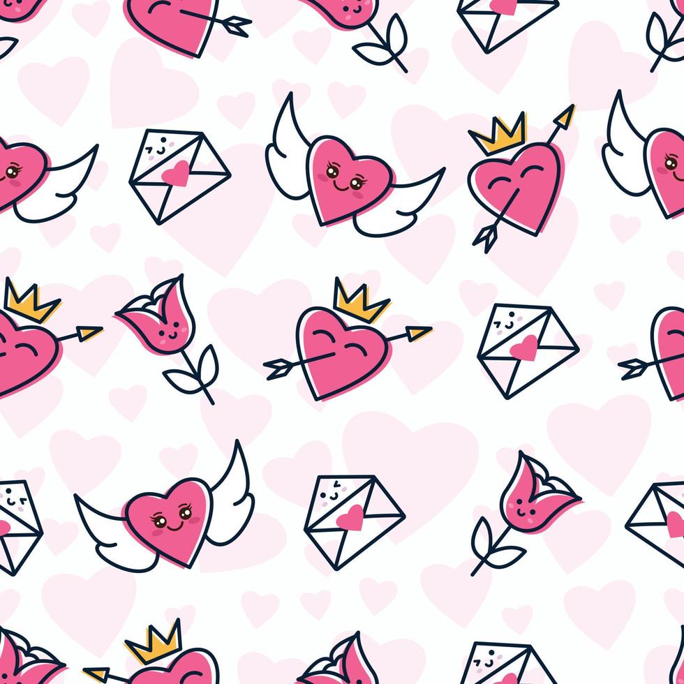 Seamless pattern with hearth cute illustration vector