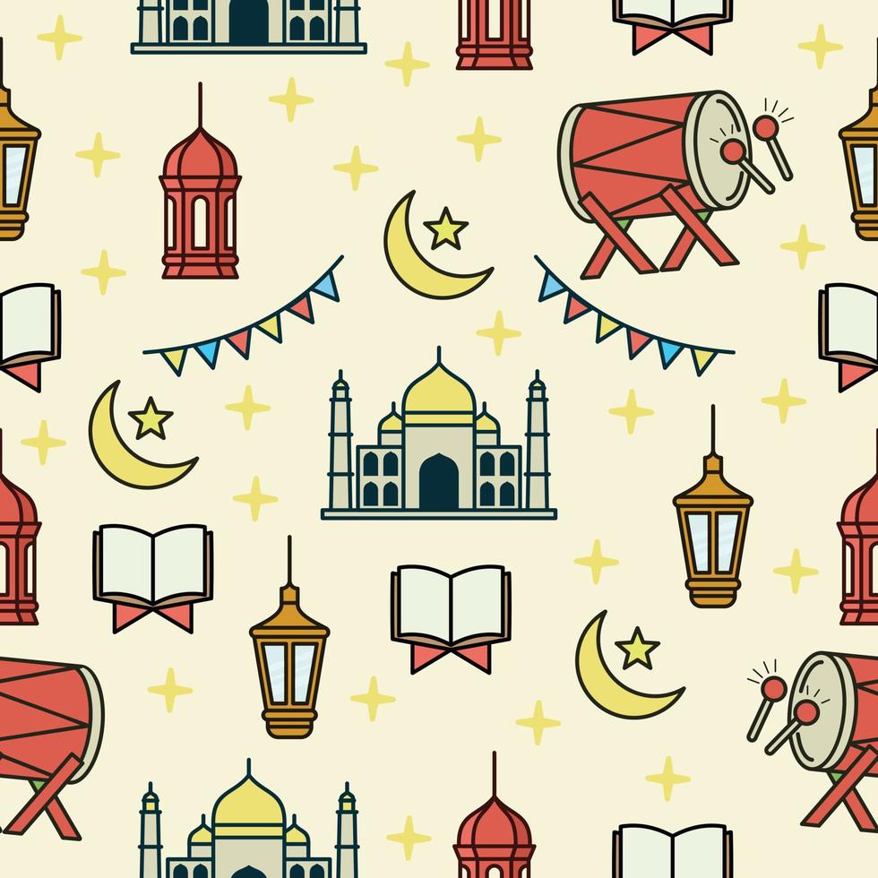 Seamless pattern with ramadhan theme illustration vector