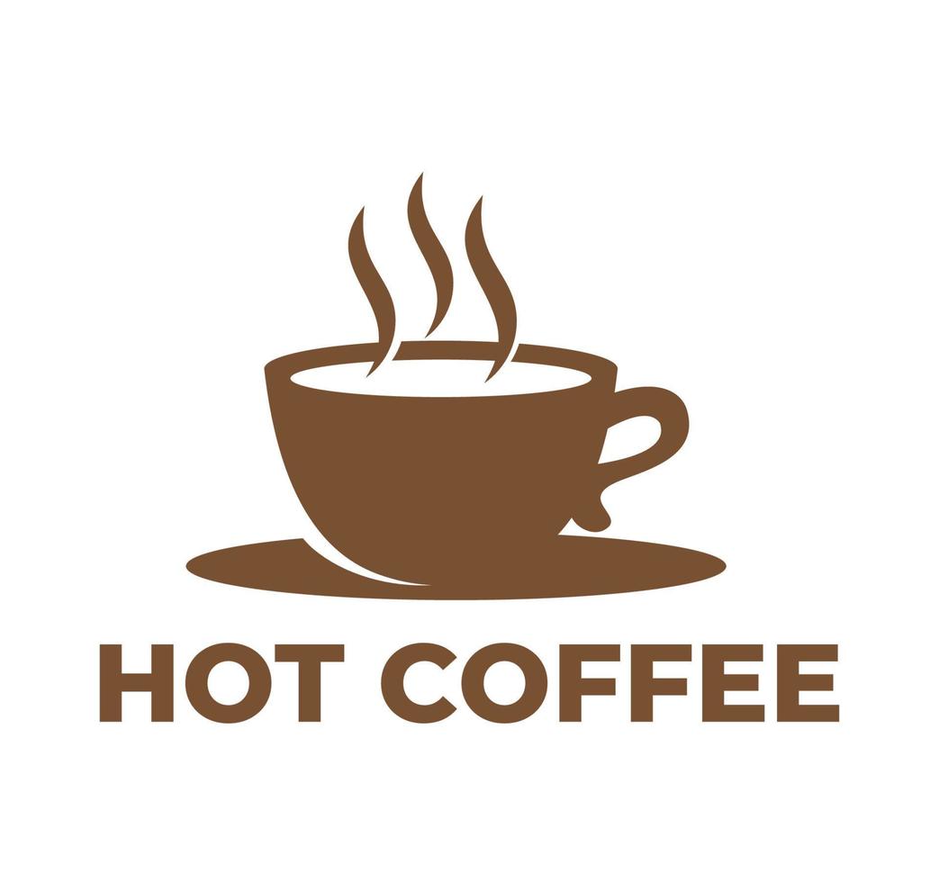 Hot coffee on the mug logo design vector