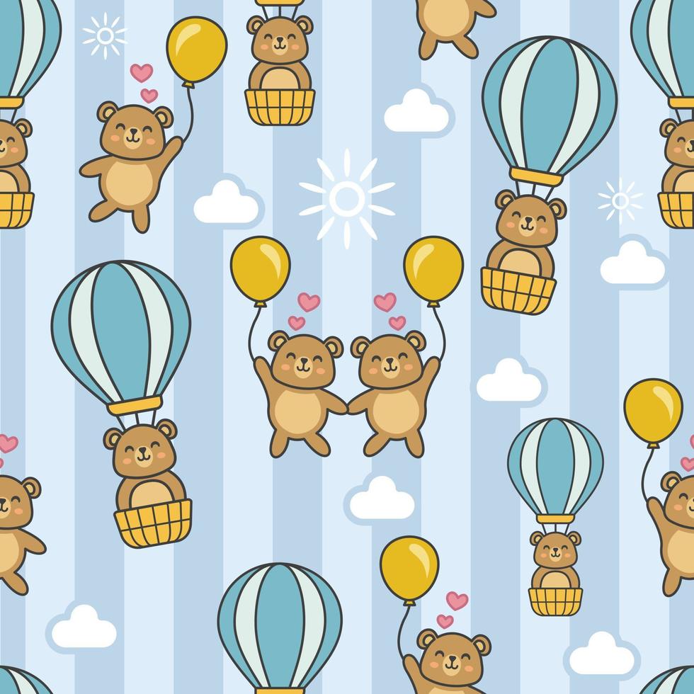 Seamless pattern with bear cute illustration vector