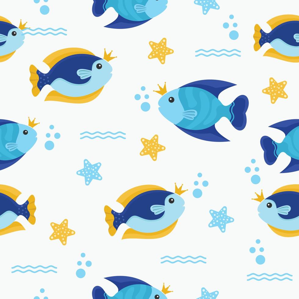 Seamless pattern with fish cute illustration vector