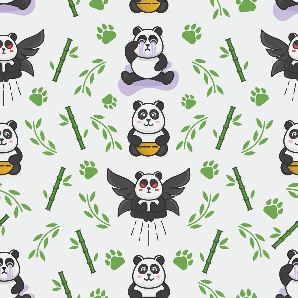 Seamless pattern with cute panda illustration vector