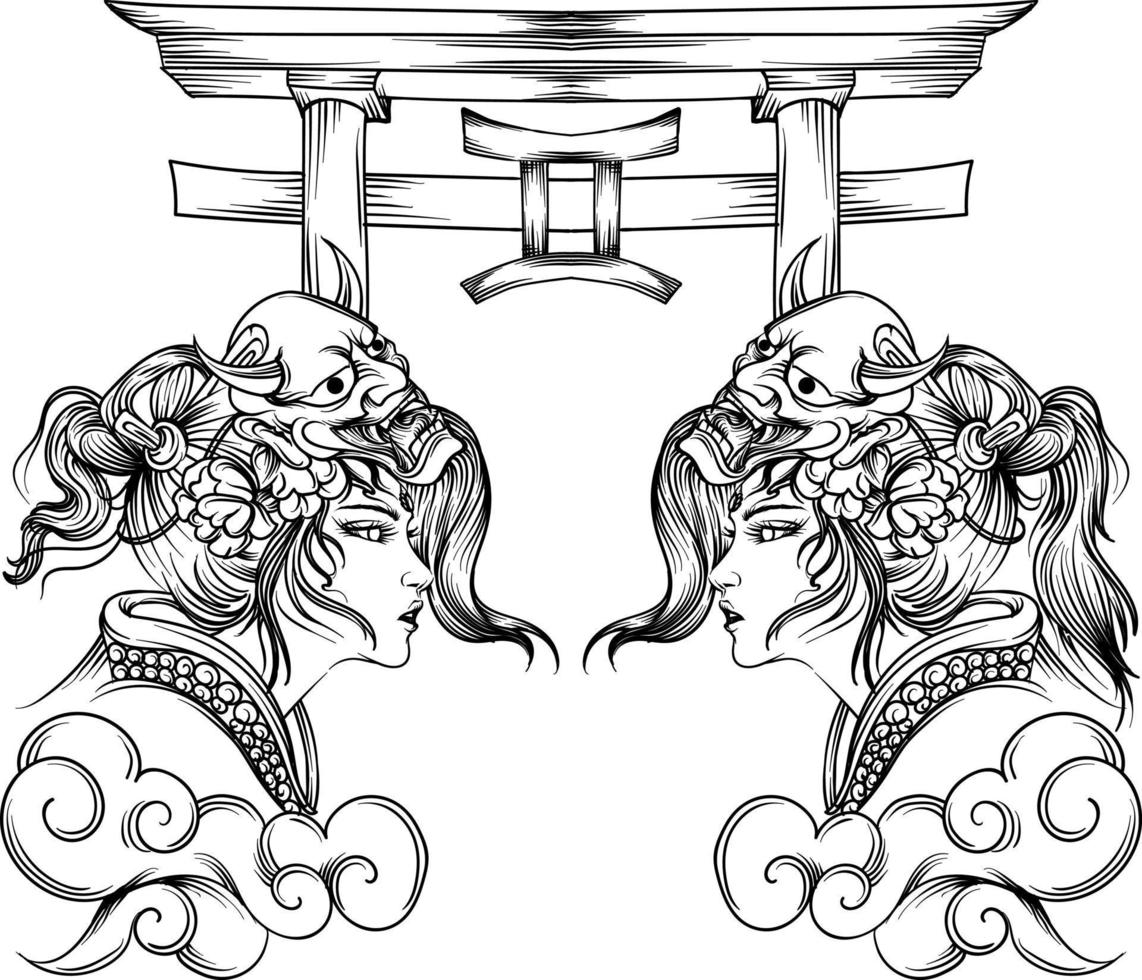 Gemini japanese style vector