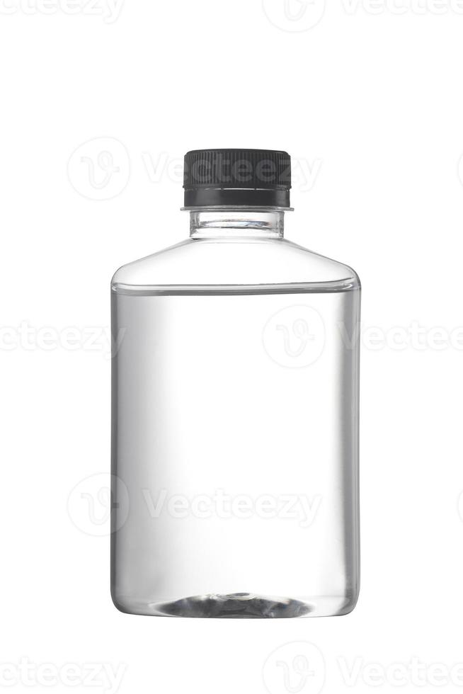 clear plastic bottle with liquid on white background photo