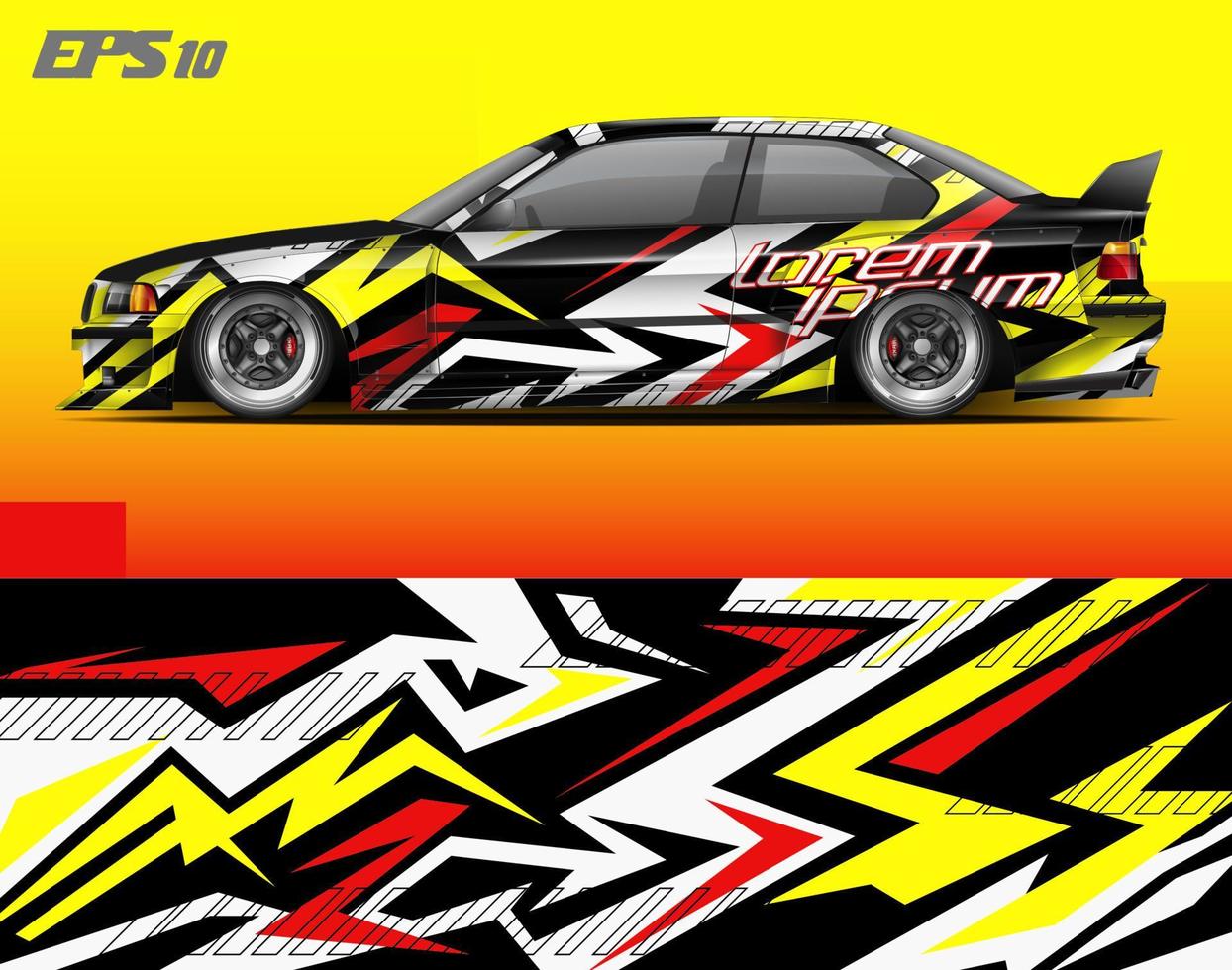 abstract car wrap design modern racing background design for vehicle wrap, racing car, rally, etc vector