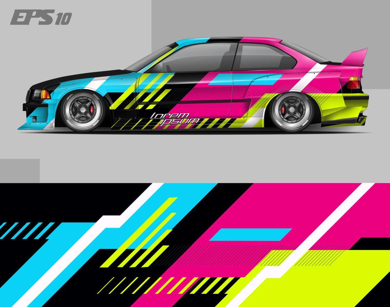 abstract car wrap design modern racing background design for vehicle wrap, racing car, rally, etc vector