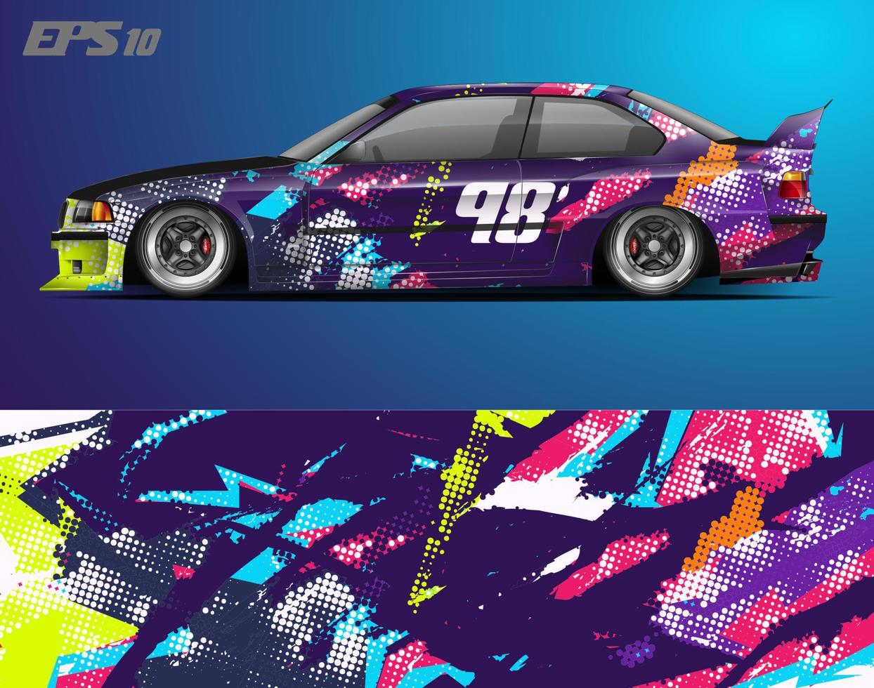 abstract car wrap design modern racing background design for vehicle wrap, racing car, rally, etc vector