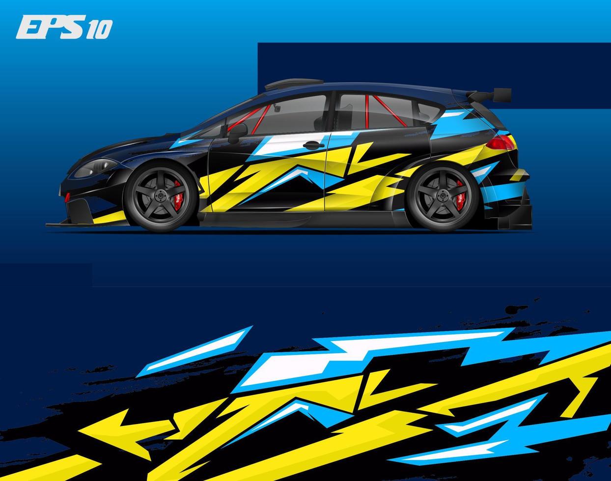 abstract car wrap design modern racing background design for vehicle wrap, racing car, rally, etc vector