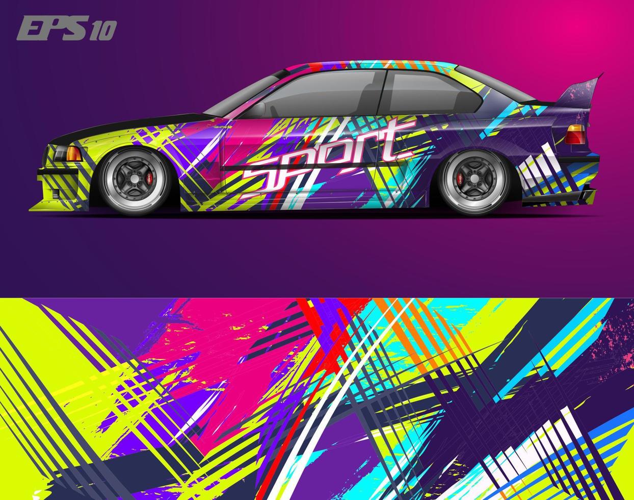 abstract car wrap design modern racing background design for vehicle wrap, racing car, rally, etc vector