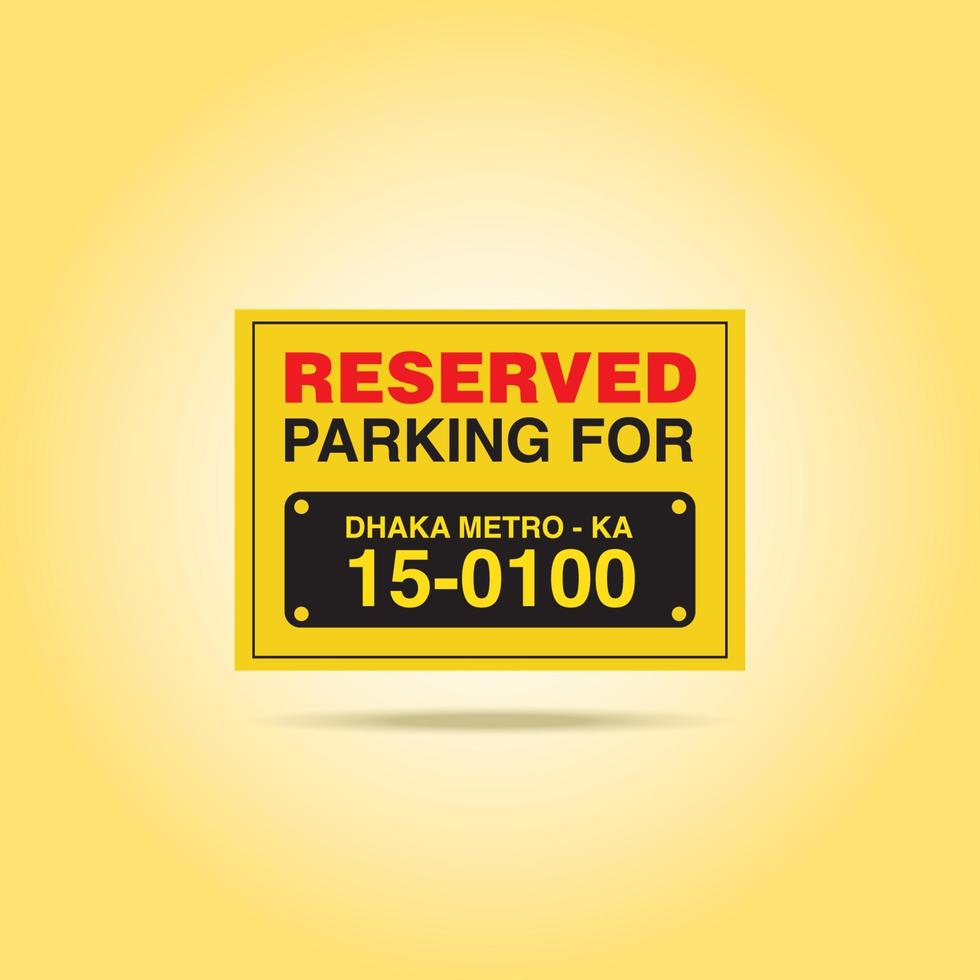 Parking Reserved vector sign for office, shopping mall, home basement parking