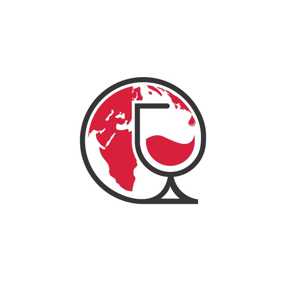 Globo de vidrio vino logo icono vector stock