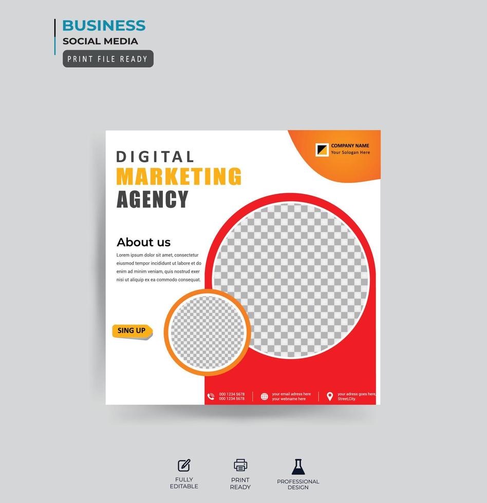 banner de marketing social de negocios digitales vector