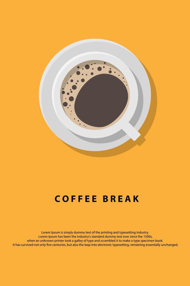 cartel de diseño plano de pausa para el café vector