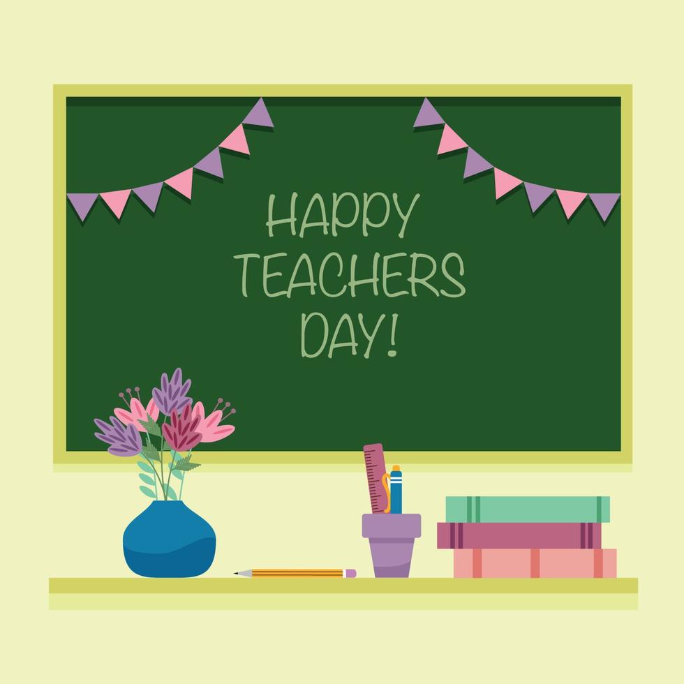 School board and supplies. School and learning concept, teacher's day. Cute vector illustration in flat cartoon style