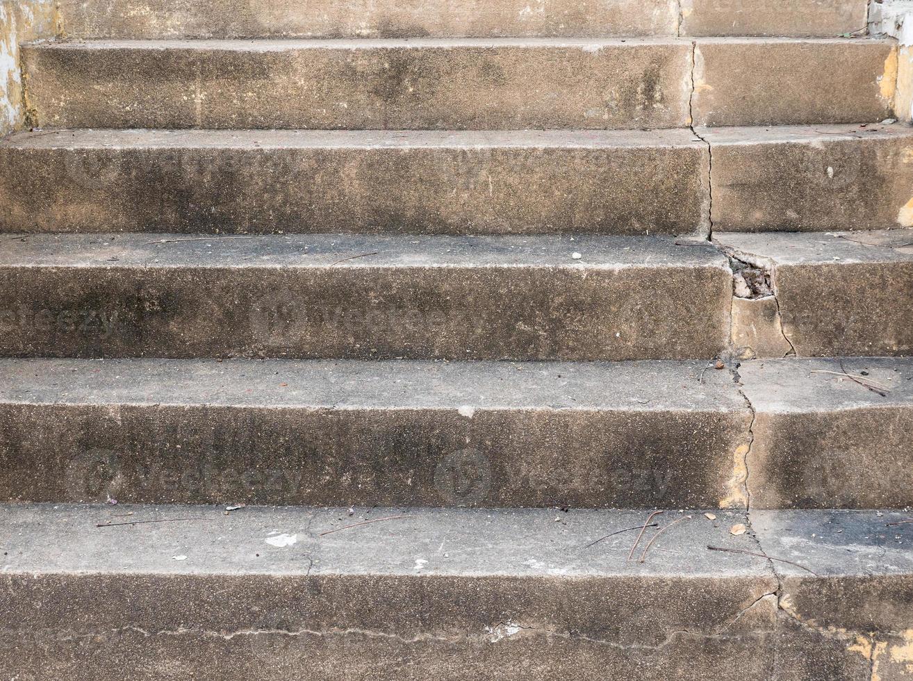 Dirty cement staircase with the broken step. photo