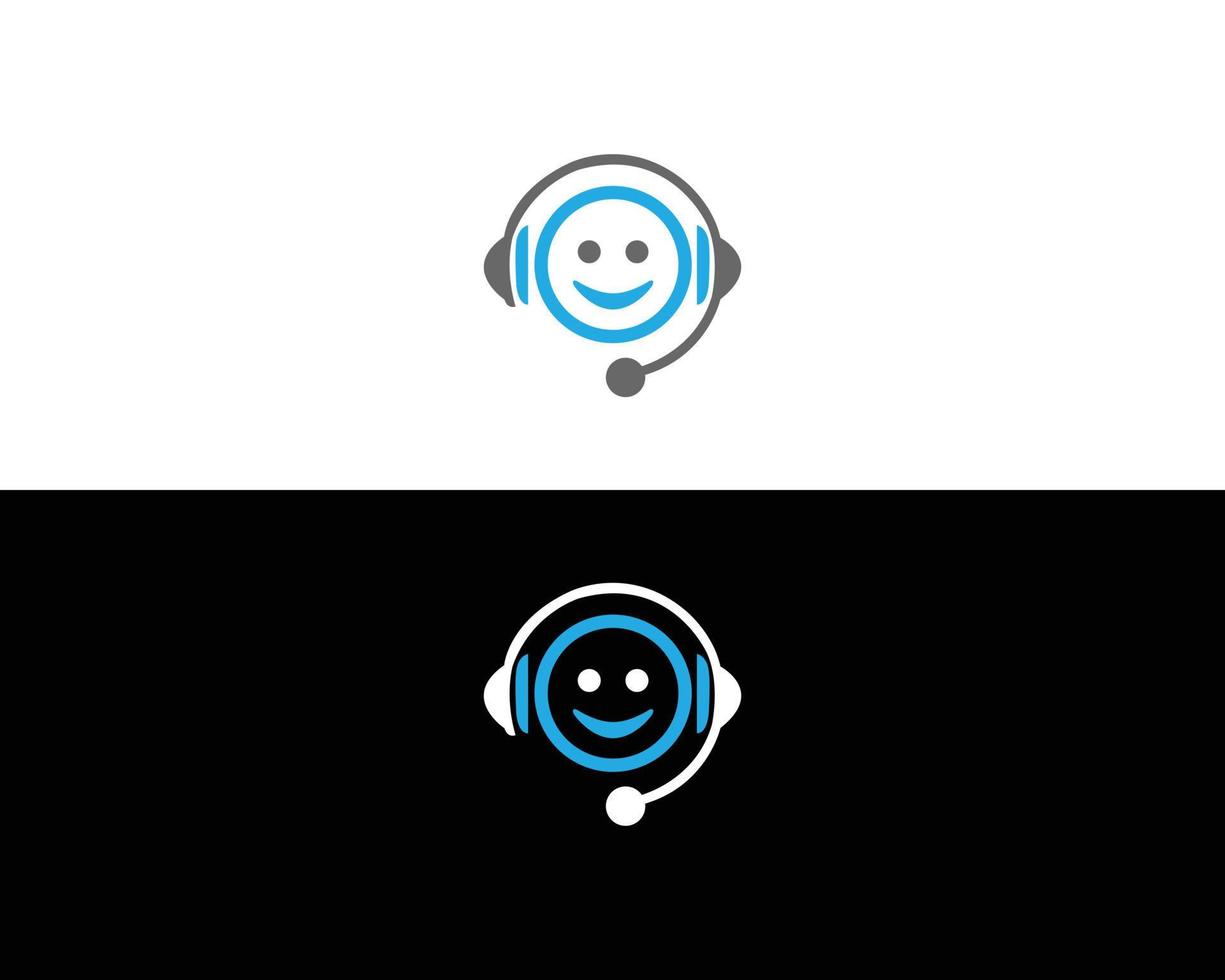 Chat bot logo design, Headphones with microphone Symbol Vector Template