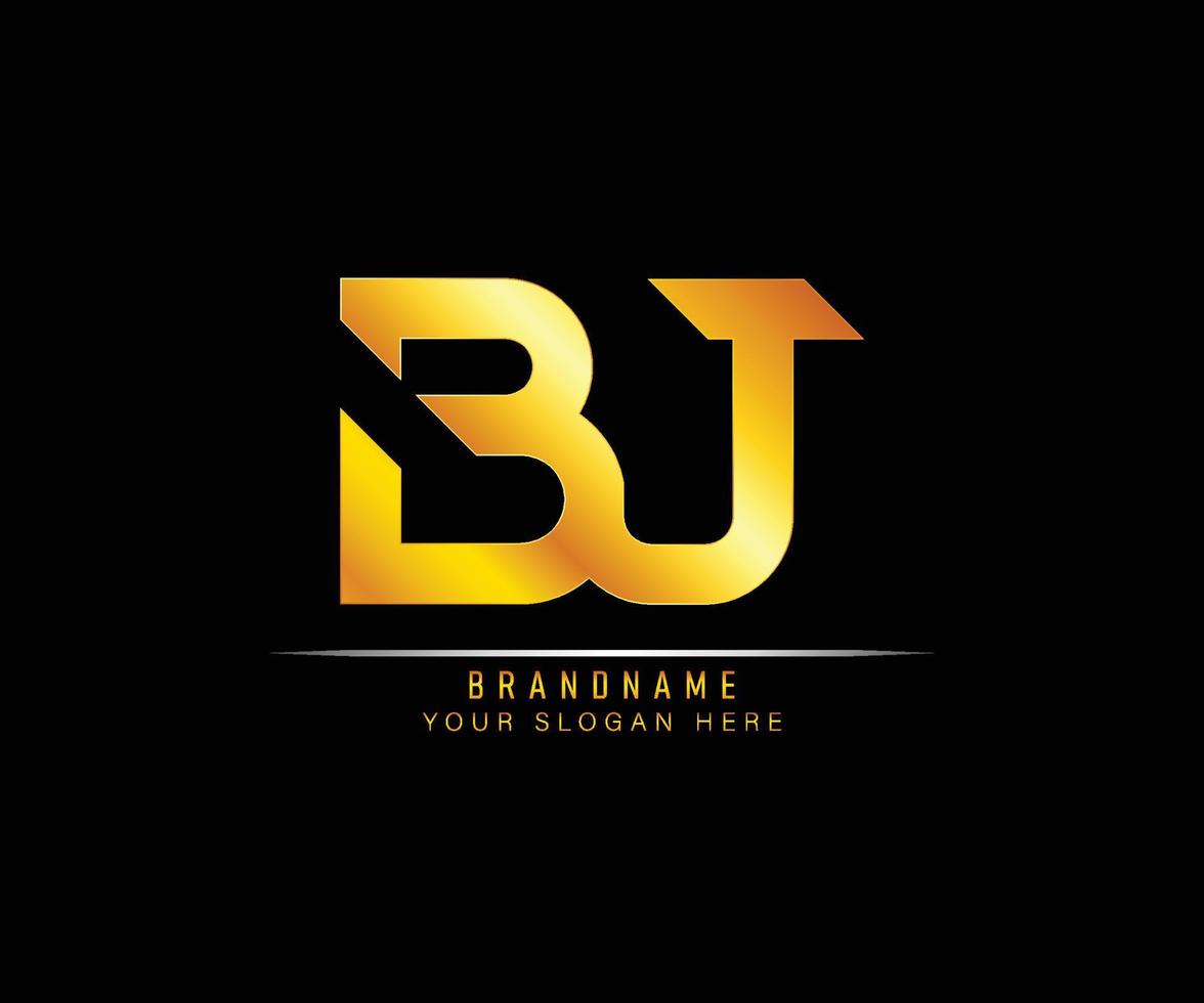 Creative elegant trendy unique artistic luxury silver and gold color BJ initial based Alphabet icon logo. vector