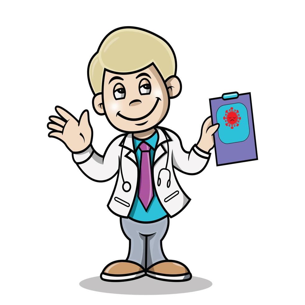 handsome doctor giving corona virus counseling vector