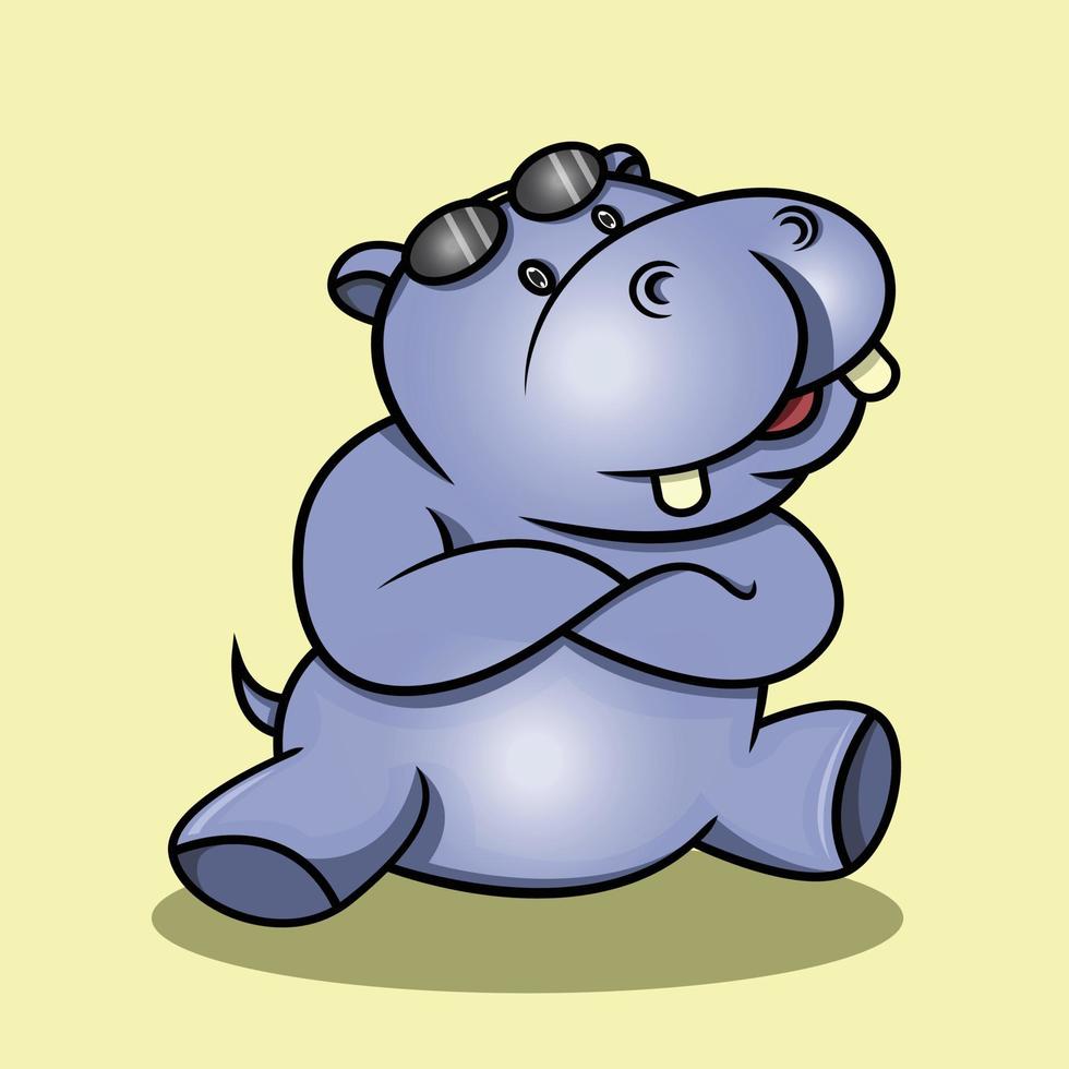 a cute hippopotamus is in style vector