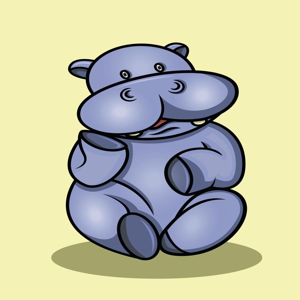a cute hippopotamus is daydreaming vector