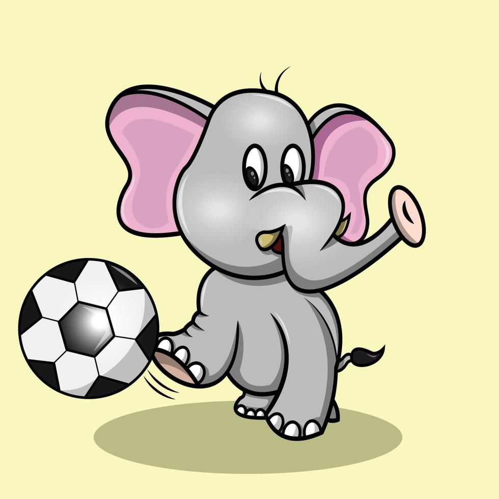 un lindo y lindo elefante está jugando a la pelota vector