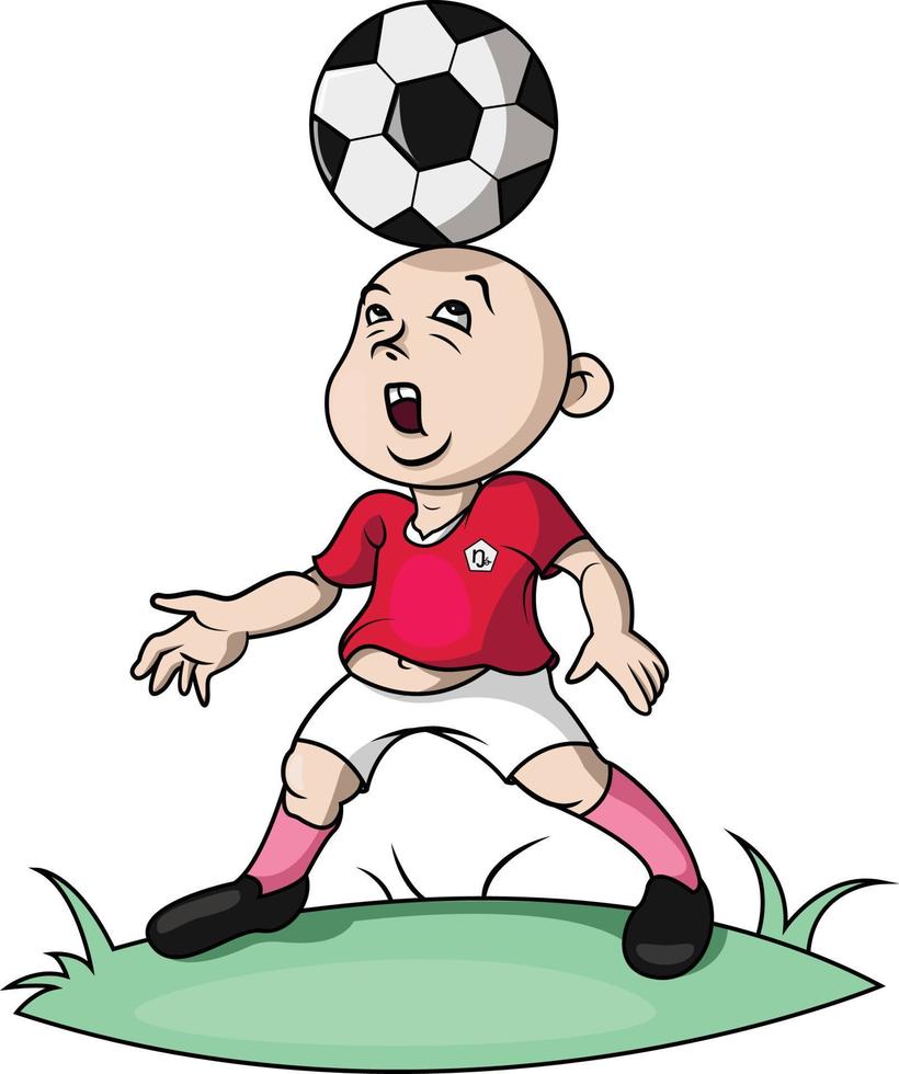 a little boy is heading the ball vector