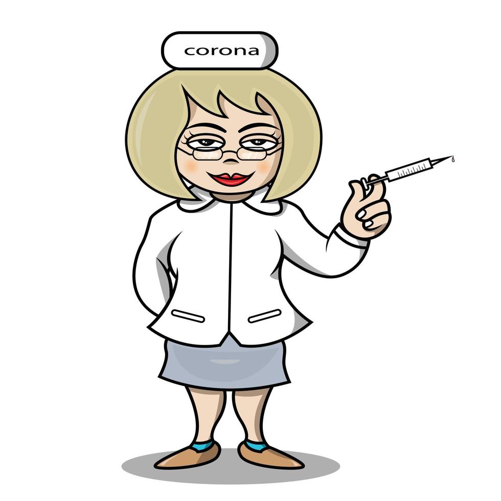 beautiful nurse demonstrates how to inject vector