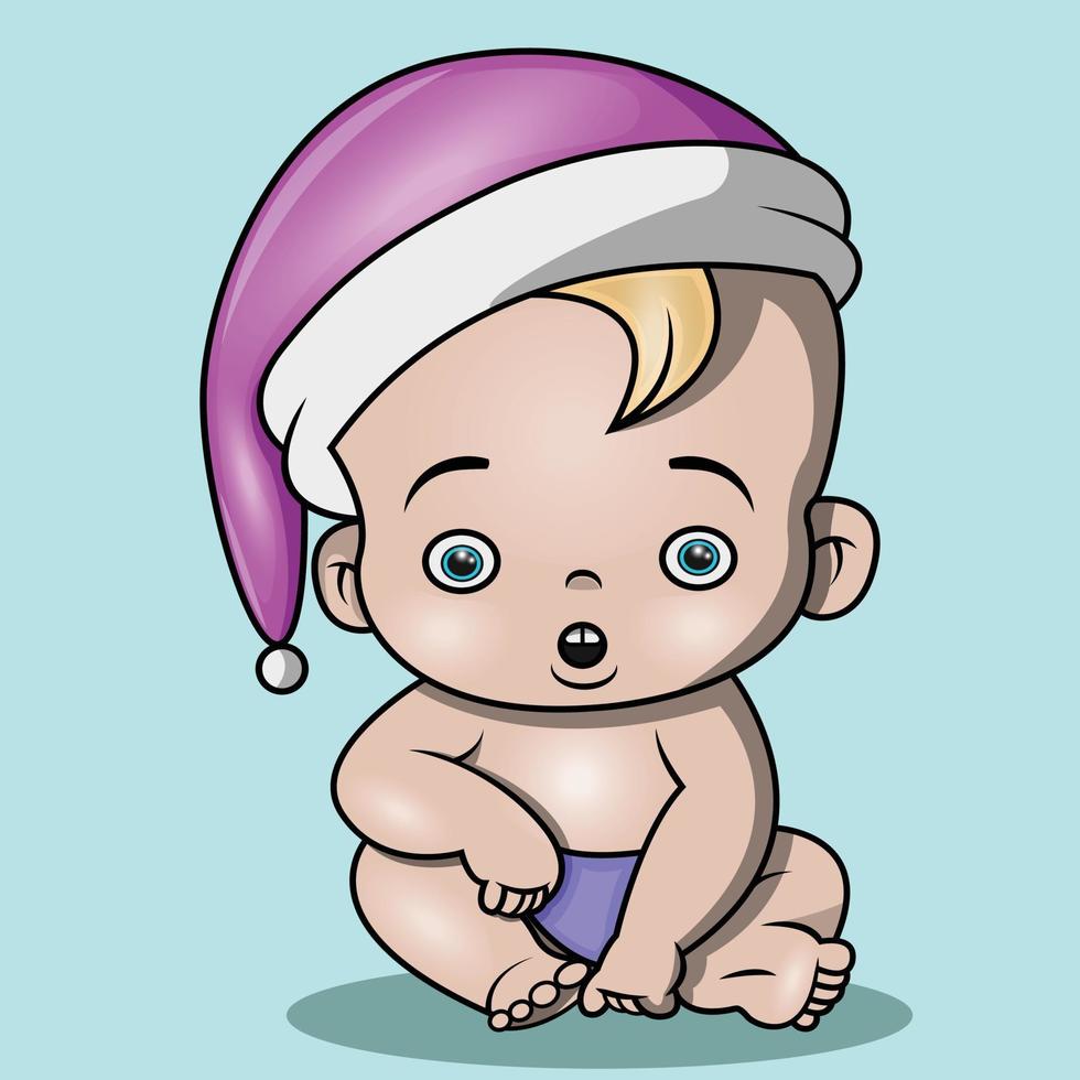 a cute baby wearing a santa hat vector