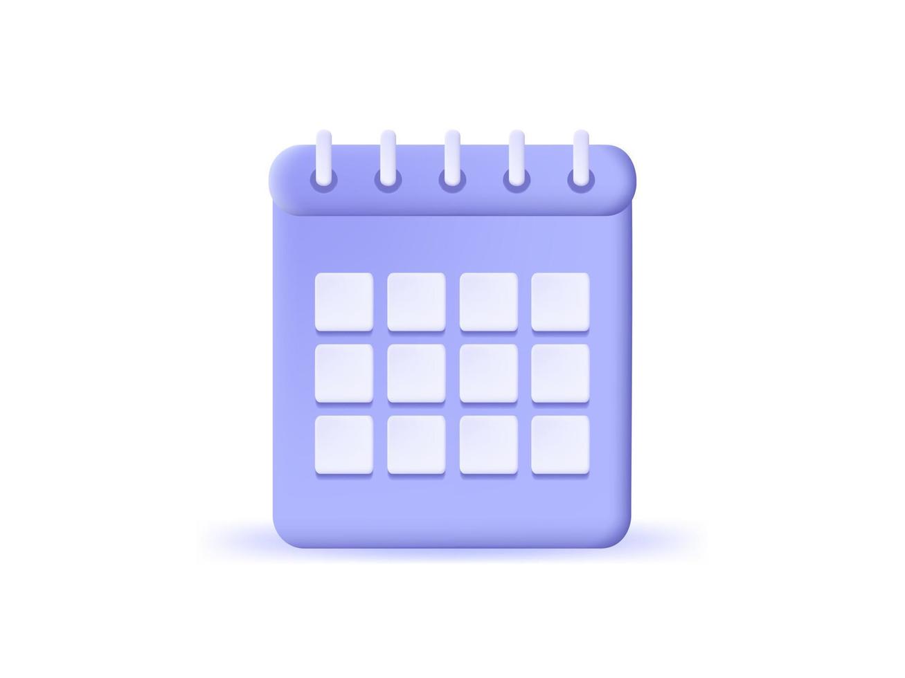 3d blue calendar icon. Planning concept. vector illustration.