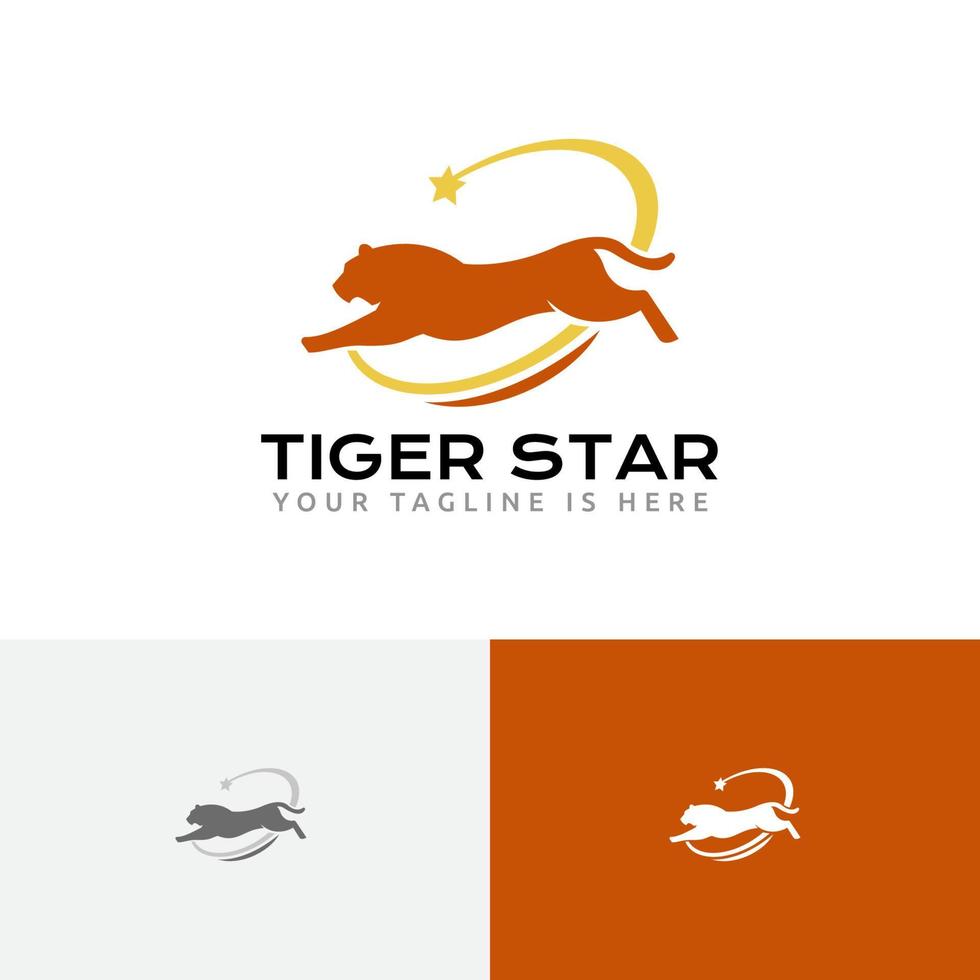 tigre estrella salto salto fuerte salvaje animal logo vector