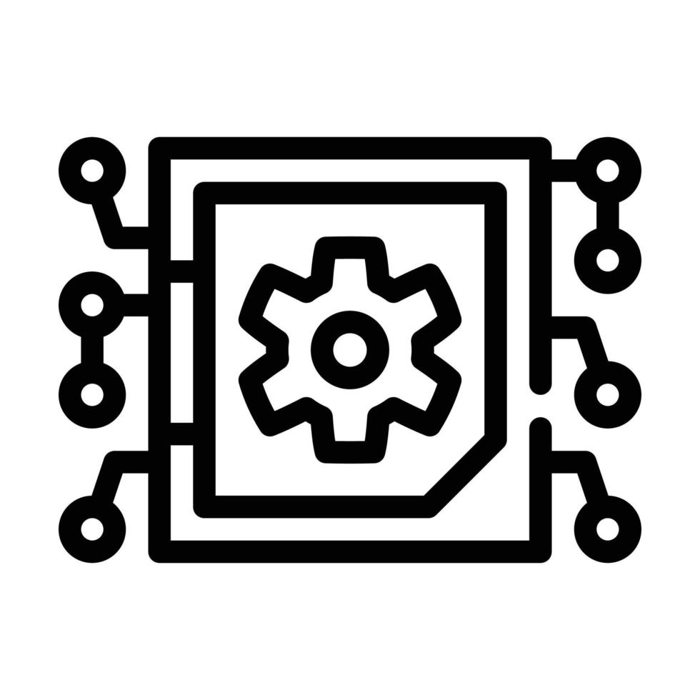 signo de ilustración de vector de icono de línea de microchip