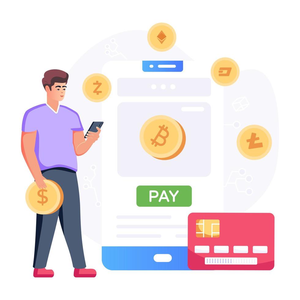 Modern flat illustration of crypto payment vector