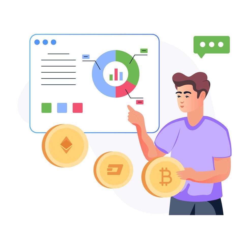 Flat crypto analysis illustration vector