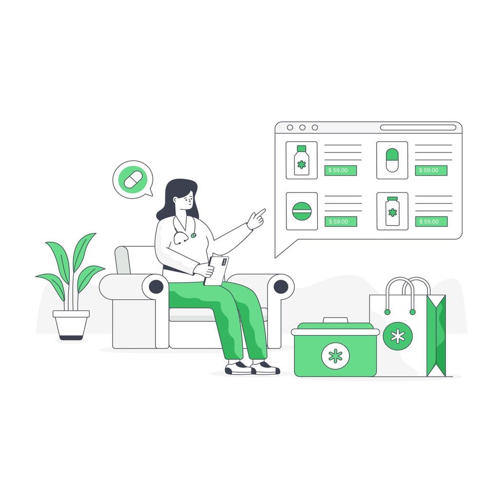Trendy flat illustration of online pharmacy vector