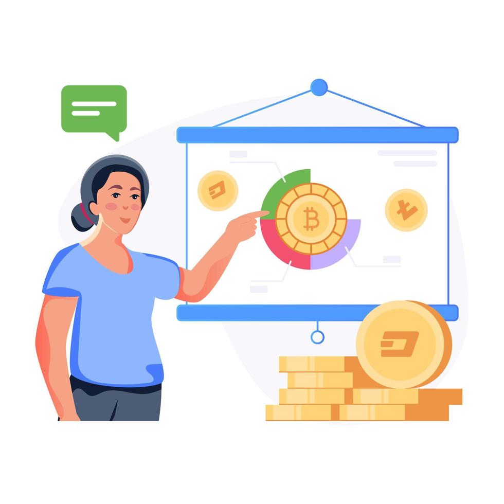 A crypto presentation flat vector illustration