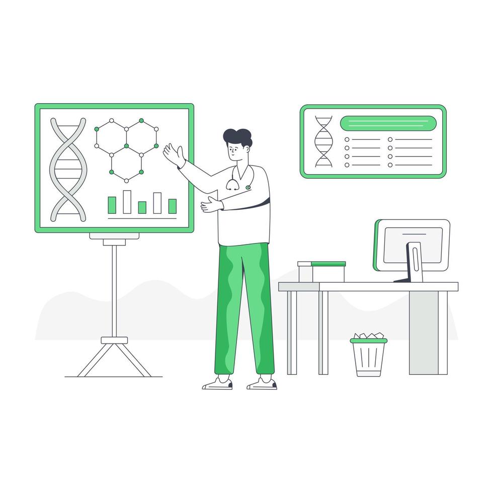 A flat illustration design of geneticist vector