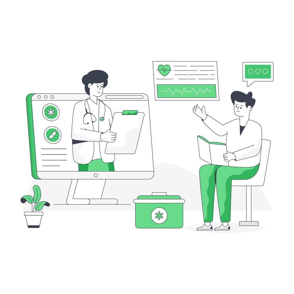 Visually appealing flat illustration of online physician vector