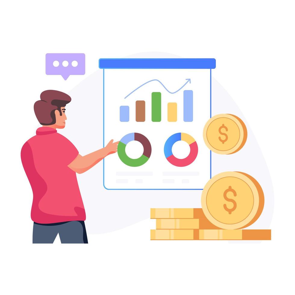 A profit analysis flat vector illustration