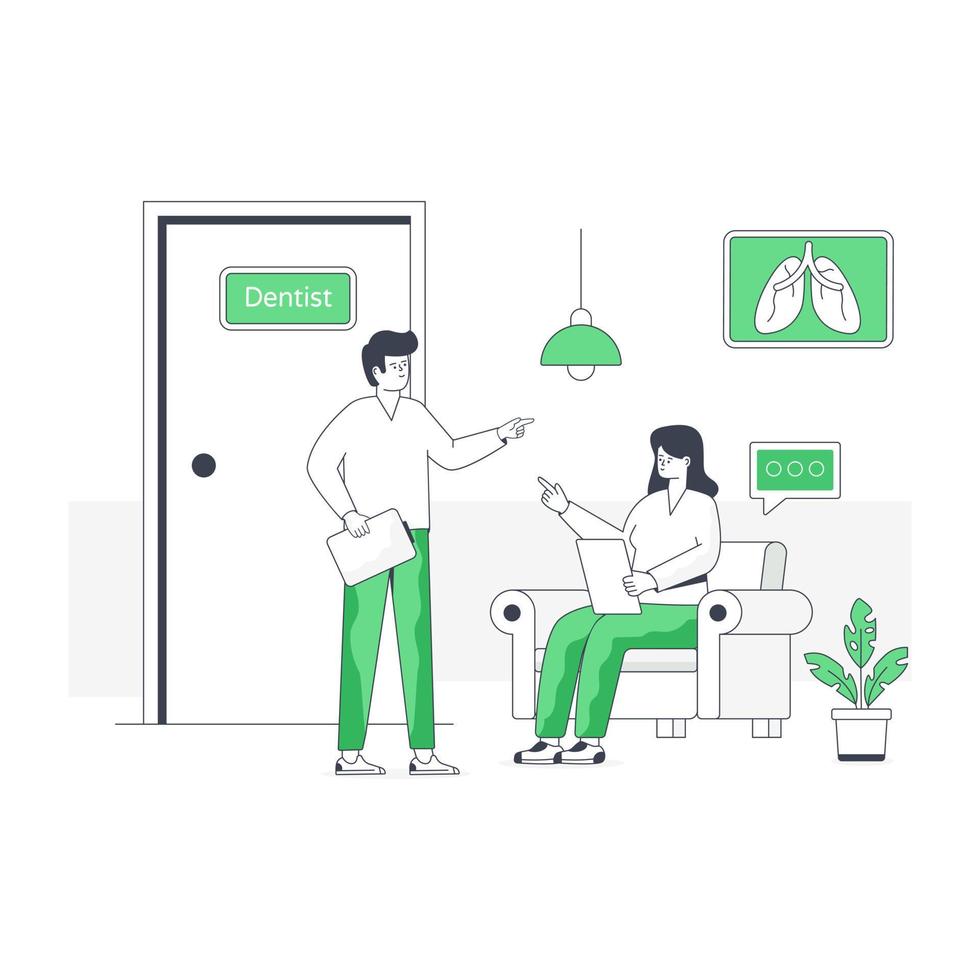 Customizable flat illustration of waiting room vector