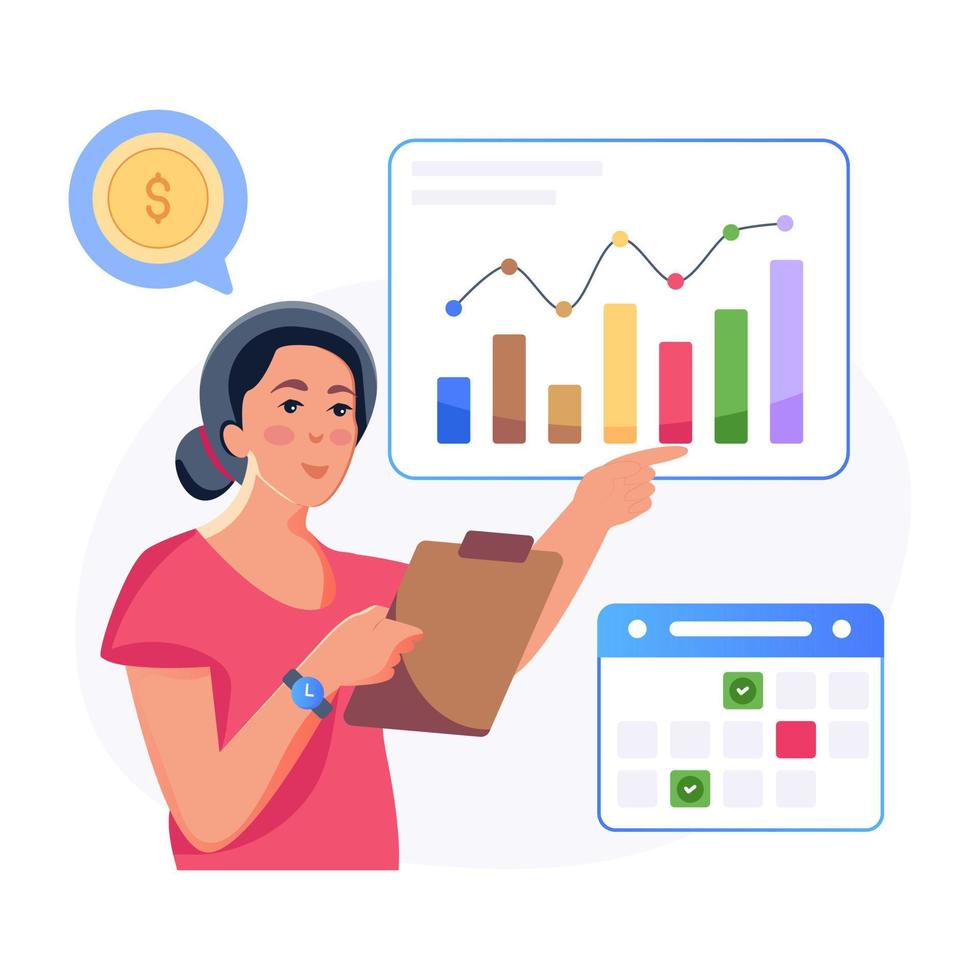 A profit analysis flat vector illustration