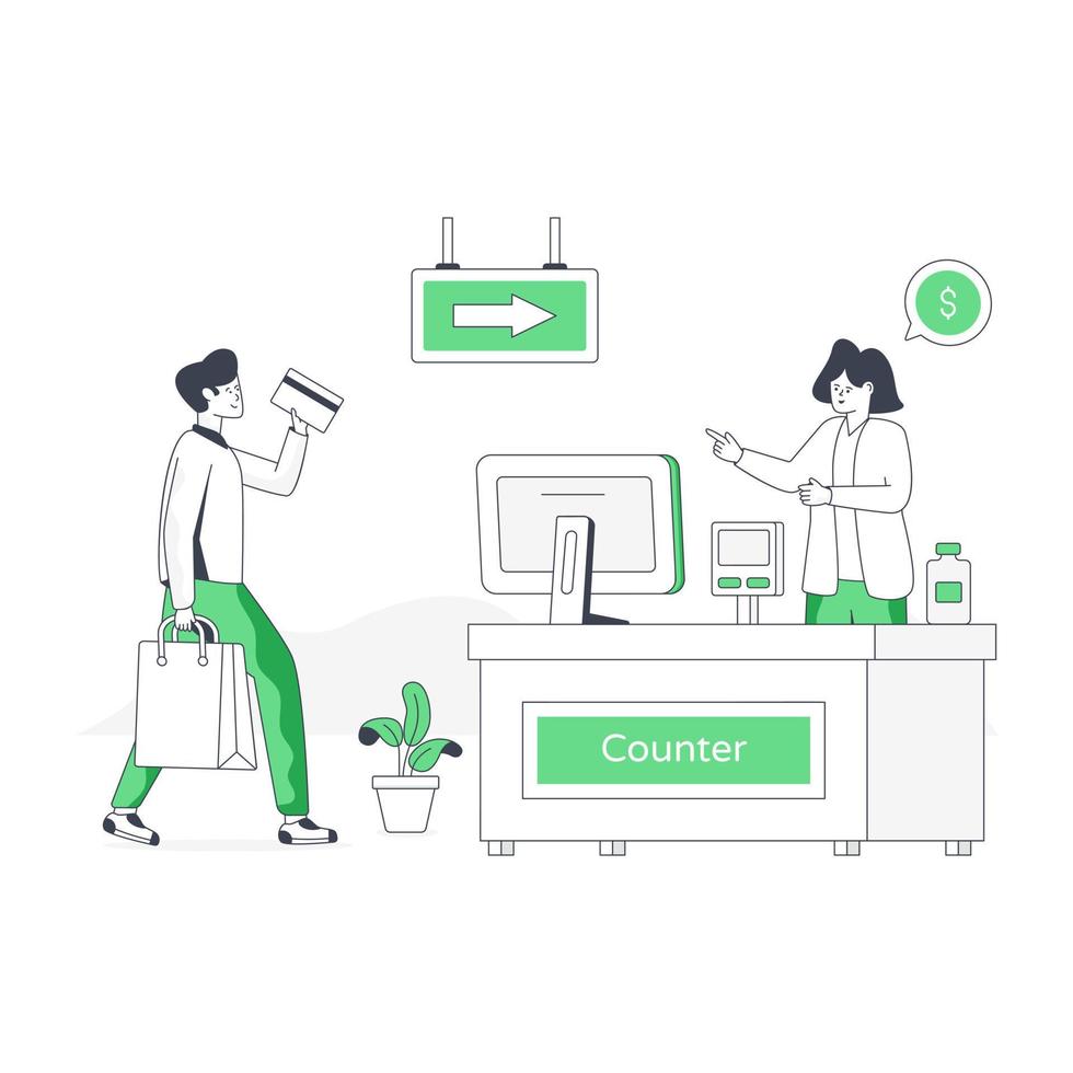 Modern flat illustration of checkout counter vector