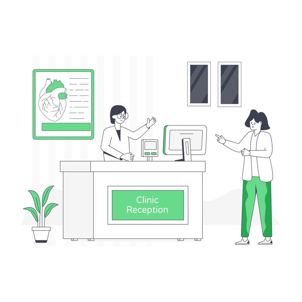 Clinic reception flat illustration is up for premium use vector
